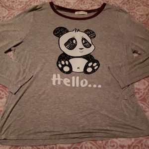Panda Bear Hello Goodbye Long Sleeve Shirt